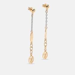 Louis Vuitton Gold/Silver Tone Logomania Drop Earrings