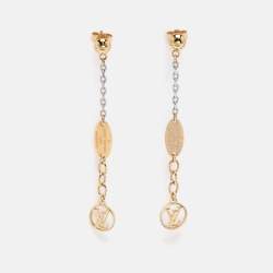 Louis Vuitton Gold/Silver Tone Logomania Drop Earrings