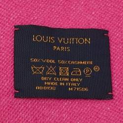 Pre Owned Louis Vuitton Rose Team Louis Wool & Cashmere Fringed Scarf