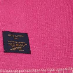 Pre Owned Louis Vuitton Rose Team Louis Wool & Cashmere Fringed Scarf