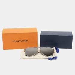 Pre Owned Louis Vuitton Silver Tone Z1673W Evidence Metal Pilot Sunglasses