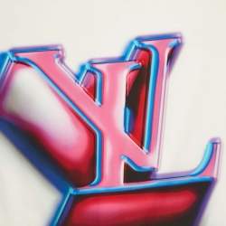 Louis Vuitton White/Pink 3D LV Print Cotton Scarf 