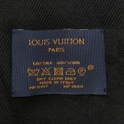Louis Vuitton Black Kabugi Stickers Printed Silk & Wool Monogram Shawl