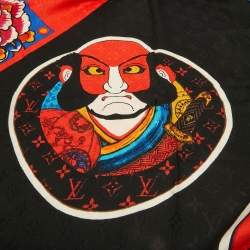 Louis Vuitton Black Kabugi Stickers Printed Silk & Wool Monogram Shawl