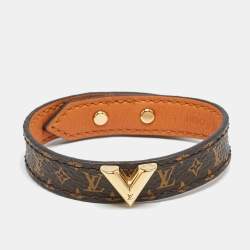 Louis Vuitton Essential V Monogram Canvas Gold Tone Bracelet