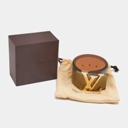 Louis Vuitton Olive Green Vernis Leather LV Initiales Wide Belt 85CM