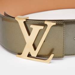 Louis Vuitton Olive Green Vernis Leather LV Initiales Wide Belt 85CM