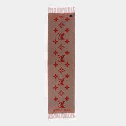 Louis Vuitton Red/Brown Monogram Cashmere Scarf