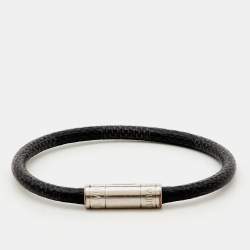 Louis Vuitton Keep It Graphite Canvas Silver Tone Bracelet