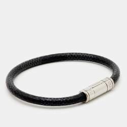 Louis Vuitton Keep It Graphite Canvas Silver Tone Bracelet
