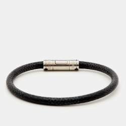 Louis Vuitton Keep It Graphite Canvas Silver Tone Bracelet