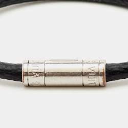 Louis Vuitton Keep It Graphite Canvas Silver Tone Bracelet