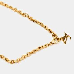 Louis Vuitton Damier Perle Faux Pearl Gold Tone Pendant Necklace