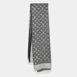Louis Vuitton Grey/Black Monogram Wool/Silk Shine Shawl