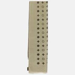 Louis Vuitton Black/Cream Monogram Silk Blend Stole