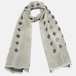 Louis Vuitton Black/Cream Monogram Silk Blend Stole