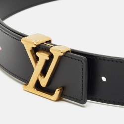 Louis Vuitton Black Leather LV New Wave Belt 80 CM