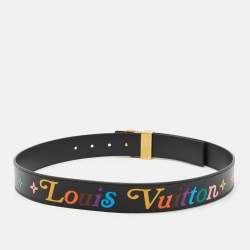 Louis Vuitton Black Leather LV New Wave Belt 80 CM