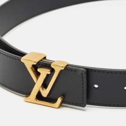 Louis Vuitton Black Leather LV New Wave Belt 80 CM