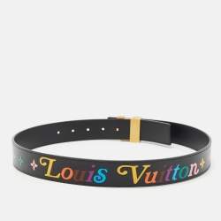 Louis Vuitton Black Leather LV New Wave Belt 80 CM