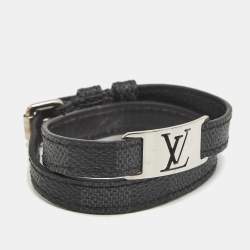 Louis Vuitton Damier Graphite Canvas Silver Tone Wrap Bracelet