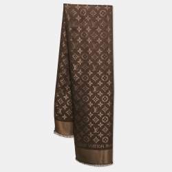 Louis Vuitton Brown Silk Blend  Monogram Shine Scarf 