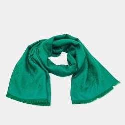 Louis Vuitton Green Silk Blend Monogram Shawl