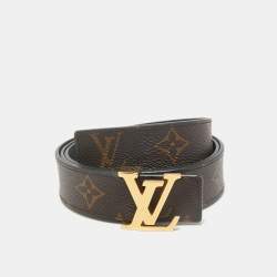 Louis Vuitton Black Monogram Canvas and Leather LV Initiales Reversible Belt 85CM