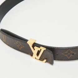Louis Vuitton Black Monogram Canvas and Leather LV Initiales Reversible Belt 85CM