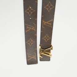 Louis Vuitton Black Monogram Canvas and Leather LV Initiales Reversible Belt 85CM