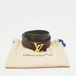 Louis Vuitton Black Monogram Canvas and Leather LV Initiales Reversible Belt 85CM