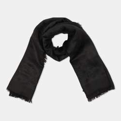 Louis Vuitton Black Silk & Wool Monogram Classique Shawl