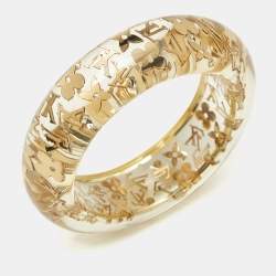 Louis Vuitton Clear Resin Gold Tone Monogram Wide Inclusion Bangle Bracelet