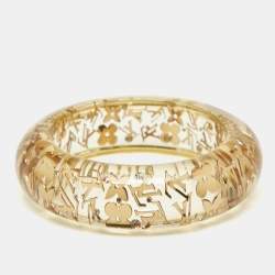 Louis Vuitton Clear Resin Gold Tone Monogram Wide Inclusion Bangle Bracelet