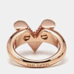 Pre Owned Louis Vuitton Essential V Crystals Rose GOld Tone Ring Size 53