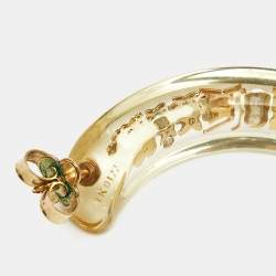 Louis Vuitton  Monogram Inclusion Clear Resin Crystals Gold Tone Hoop Earrings
