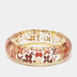 Louis Vuitton  Monogram Inclusion Tangerine Resin Crystals Gold Tone Bracelet 