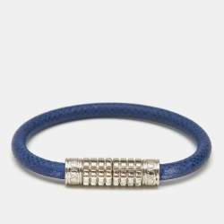 Louis Vuitton Digit Blue Leather Silver Tone Bracelet