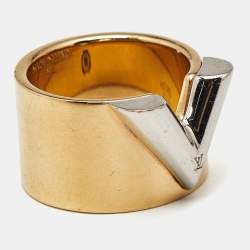 Louis Vuitton Essential V Two Tone Ring Size 54