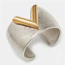 Louis Vuitton Textured Essential V Colorama Two Tone Open Cuff Bracelet S