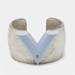 Louis Vuitton Textured Essential V Colorama Two Tone Open Cuff Bracelet S