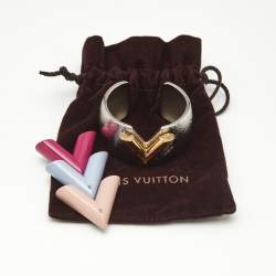 Louis Vuitton Textured Essential V Colorama Two Tone Open Cuff Bracelet S