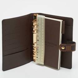 Pre Owned Louis Vuitton Damier Ebene Canvas Medium Ring Agenda Cover