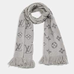 Pre Owned Louis Vuitton Grey Logomania Silk Scarf
