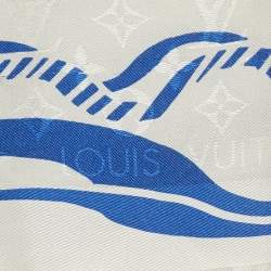 Pre Owned Louis Vuitton Blue Monogram Silk and Wool Shawl
