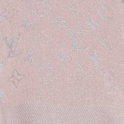 مملوكة مسبقًا وشاح لوي فيتون حرير وصوف مونوجرام وردي قوس قزح