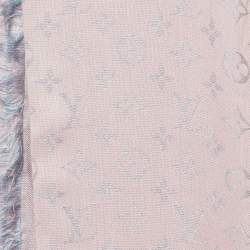 مملوكة مسبقًا وشاح لوي فيتون حرير وصوف مونوجرام وردي قوس قزح