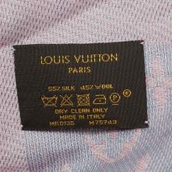 مملوكة مسبقًا وشاح لوي فيتون حرير وصوف مونوجرام وردي قوس قزح