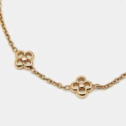Pre Owned Louis Vuitton Flower Motif Gold Tone Station Bracelet