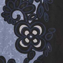 Pre Owned Louis Vuitton Blue Printed Silk Blend Monogram Scarf